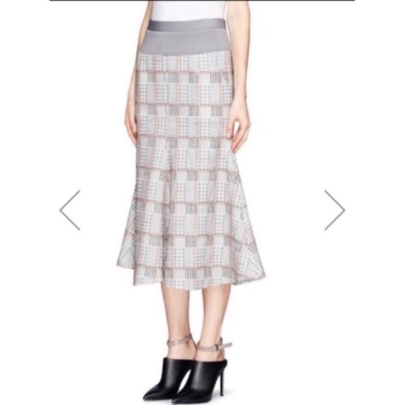 🐇HELEN LEE🐇RABBIT HOUNDSTOOTH LONG TRUMPET SKIRT - Picture 2 of 7
